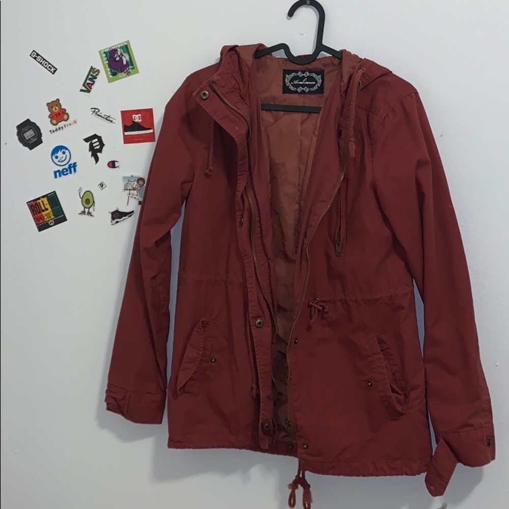 reddish jacket